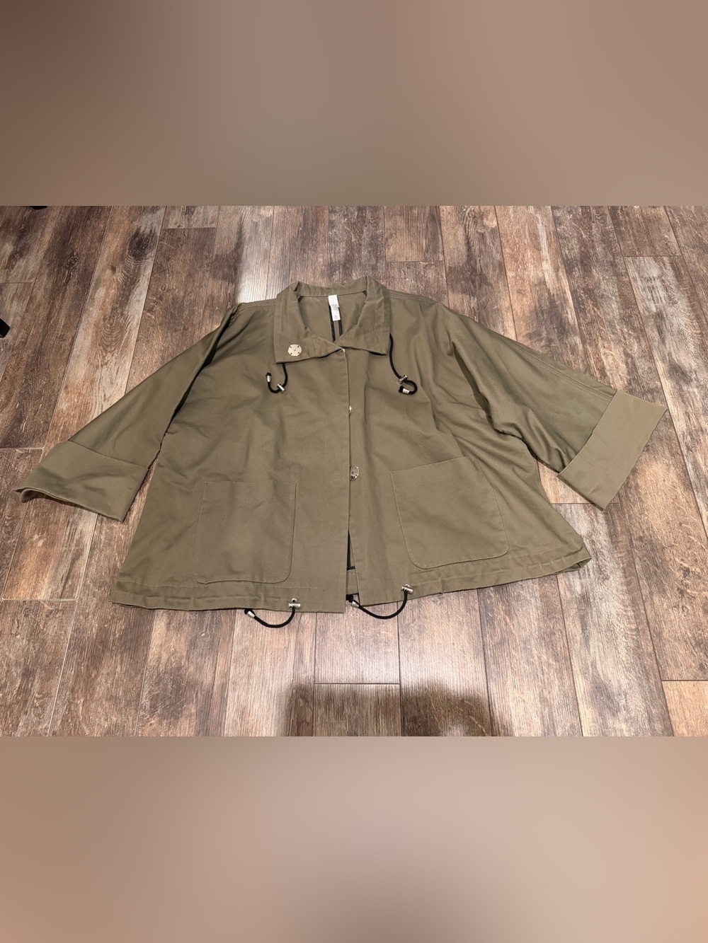 MarlaWynne Olive Green Utility Jacket with Drawstring Hem